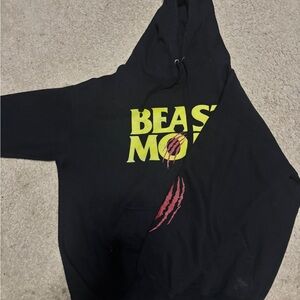 Black Hoodie with Yellow and Red Print